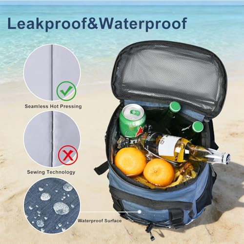 33 Cans Insulated Backpack Cooler - Leakproof Waterproof Lightweight Soft Coolers Bag for Camping Picnic Hiking Beach and Lunchbox Backpacks Bags-Leak Proof Ice Chest Back Pack - color: Blue