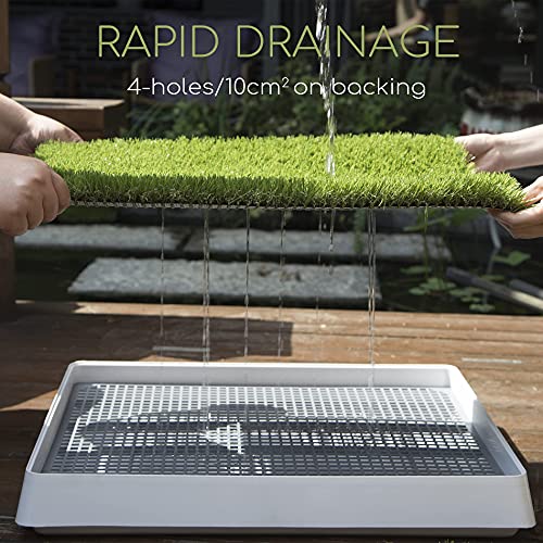 SunTurf Dog Grass Pad with Tray, Dog Litter Box, Porch Potty for Puppy Pee Training, Indoor Portable Fake Grass Pee Pad System, Artificial Grass + Pee Pad Holder