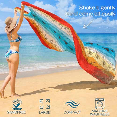 BYDOLL Beach Blanket Waterproof Sandproof Large Sand Free, 78''X81'' Oversized Sandless Lightweight Blanket Picnic Mat for Beach Travel Camping Hiking with Stakes - color: Bach Boho, size: 78"X81"