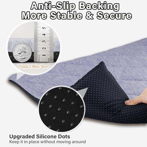 JoyBlooms Dog Bed for Car Back Seat, Dog Cooling Mat with 1.1in/2.8cm Thick Foam, Cooling Anti-Slip Washable Back Seat Pet Bed, 51.6in x 22.6in Fit on Backseat Extenders of SUVs and Small Trucks,Blue - color: Blue