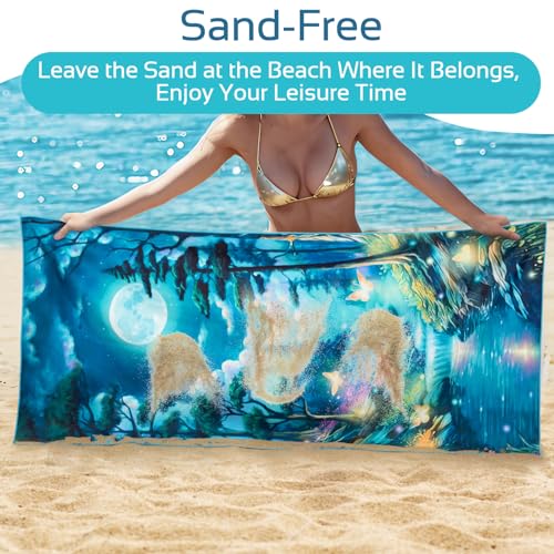 Lokigo 2 Pack Lightweight Microfiber Beach Towel Oversized 72" x 32" Compact Sand Free Quick Dry Absorbent Towels Easy Pack Swim Pool Yoga Camping Travel Essential Accessories for Men Women Adults