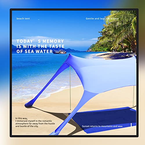 77 FT Beach Tent Sun Shelter UPF50+ UV Protection, Outdoor Canopy Tent Sun Shade with 2 Poles for Camping, Fishing, Backyard and Picnics with Sandproof Beach Blanket Royal Blue - color: Royal Blue