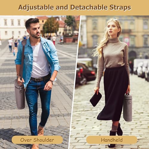 Tirrinia 2 Bottle Wine Gift Tote Carrier - Leakproof & Insulated Padded Versatile Wine Cooler Bag for Travel, BYOB Restaurant, Party, Dinner, Gift for Wine Lovers, Brown - color: Brown, size: 2 Bottle-without front pocket
