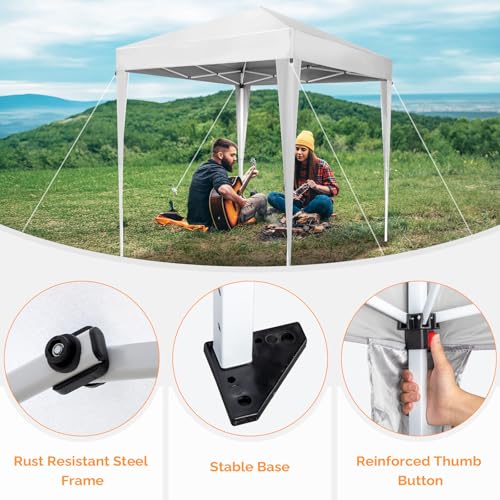 VINGLI 6.5x6.5 Pop Up Canopy Tent with Sidewalls, Outdoor Gazebo Canopy Tent, Patio Event Tents Outdoor Event Shelter for Parties (White) - color: White, size: 6.5x6.5