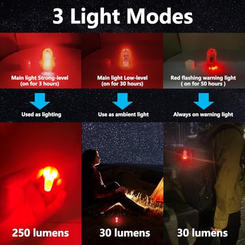 USB Mini LED Lantern, 2 Pack Waterproof EDC Keychain LED Flashlight for Camping, Type-C Rechargeable Battery Small Stick Lamp Puck Dog Collar Torch Light (Red+Red) - color: Red+Red
