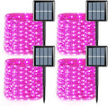 YEGUO 4 Pack Pink Solar Fairy Lights, Each 33ft 100 LED Christmas Lights Outdoor Waterproof, 8 Modes Sliver Wire Solar String Lights - color: Pink