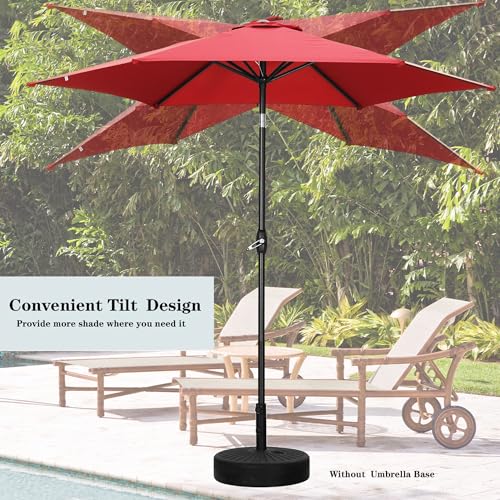 HYD-Parts 9FT Patio Umbrella Outdoor Table Umbrella,Market Umbrella with Push Button Tilt and Crank for Garden, Lawn, Deck, Backyard & Pool, No base (Red) - color: Red, size: Umbrella Only