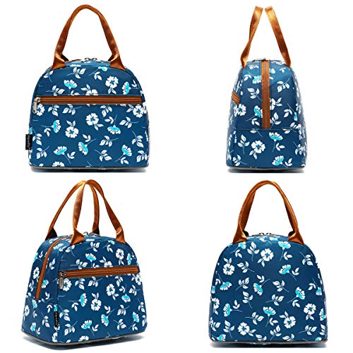 FlowFly Insulated Lunch Cooler Bag - Tote Bag Organizer for Women/Men, Floral#White - color: Floral#White