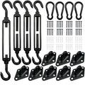 Shade Sail Hardware Kit 6 Inch - 304 Stainless Steel Sun Shade Hardware for Triangle/Rectangle Outdoor Sun Shade Sail, Black, 80 Pcs - size: M6-80pcs