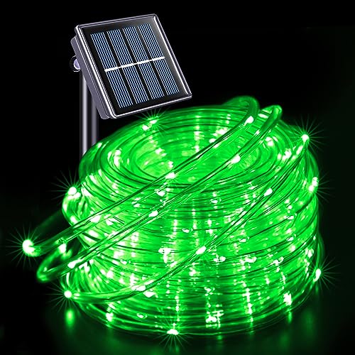 JMEXSUSS Green Halloween Solar Lights, 66 ft 200 LED Rope Lights Outdoor Waterproof, PVC Tube Green Christmas String Lights for Halloween Party Tree Fence Christmas - color: Green, size: 200 LED