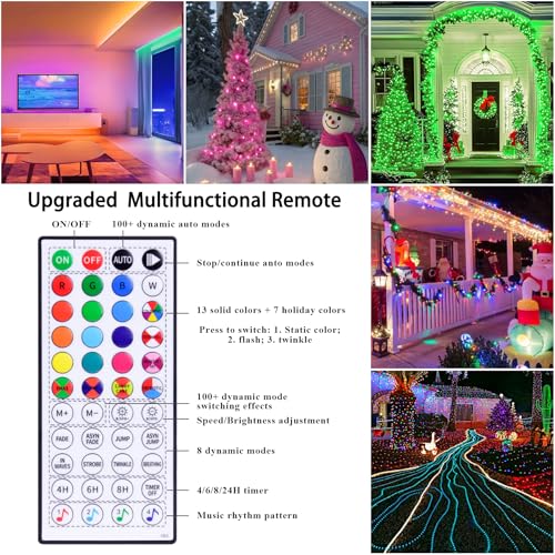 Rope Lights Outdoor Color Changing, 49FT 150 LED Waterproof Fairy String Light Plug in with Remote & APP Controlled, Music Sync Christmas Lighting for Outside Indoor Bedroom Halloween Decor - size: 49FT
