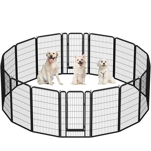 Yaheetech Dog Playpen Outdoor, 47 inch 16 Panels Dog Pen Indoor Heavy Duty Puppy Exercise Pen Metal Pet Fence for RV Camping/Yard/Garden - size: 47"