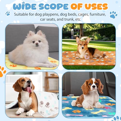 Tegeme 6 Pcs Waterproof Dog Blanket 30 x 20 Inch Paw Print Pet Blanket for Dogs Cats Puppy Washable Soft Fluffy Fleece Rug Flannel Throw Warm Sleep Mat for Kitten Doggy - size: 30 x 20 Inch
