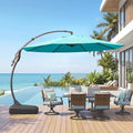 Grand patio 12 FT Sunbrella Cantilever Umbrella with Base Outdoor Aluminum Offset Umbrella with Tilt Adjustment (Aruba, 12 FT-SUNBRELLA) - color: Aruba-SUNBRELLA, size: 12 FT