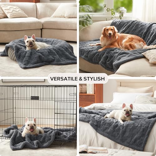 GASUR Waterproof Dog Blankets for Small Dogs, Dog Blanket for Couch Bed, Fleece Pet Blanket for Furniture Sofa Protector, Soft Puppy Throw Blankets for Crate Car Outdoor, Washable, 25"x35",Grey - color: Grey, size: S(25"x35")
