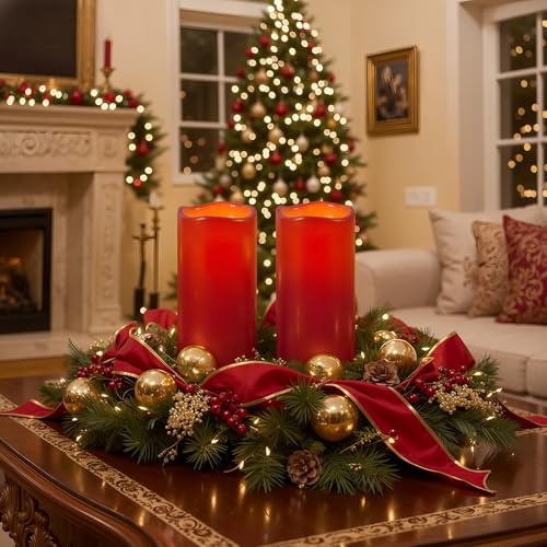 Homemory 4"x10" Burgundy Flameless Candles, Red Candles, Outdoor Waterproof Flameless Candles with Remote and Timers, Battery Operated LED Pillar Candles, Christmas Decor, Won't Melt Plastic, Set of 2 - color: Red, size: 4"x 10"