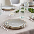PLASTICPRO 32 Pack Elegant Disposable Plastic Plates Combo Set Includes 16 Dinner Plates and 16 Salad Plate Heavy Duty Fancy Party Plate Grey Granite Plates with Gold rim - color: Granite Collection Grey With Gold Rim