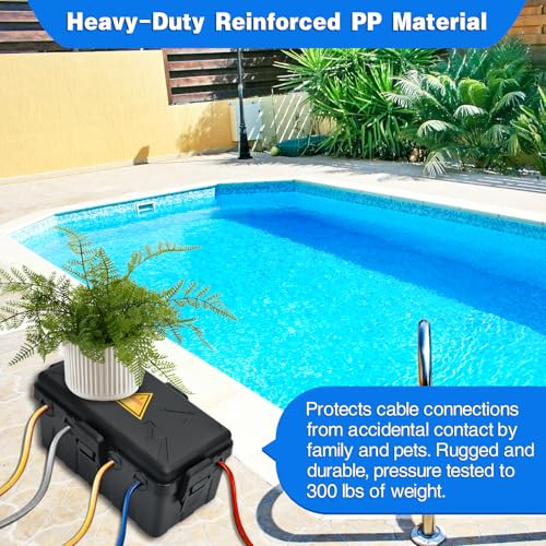 Hrensaw Medium Outdoor Electrical Box(10.6x5.5x4.5inch),Weatherproof Connection Box w/6 Cable Entry,IP54 Waterproof Extension Cord Cover Protect Power Strip,Timer,Plug,Holiday Lights,Black - color: Black, size: Medium