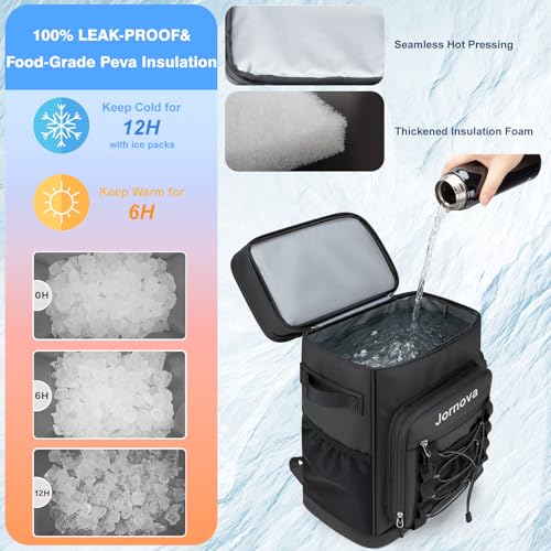 Insulated Cooler Backpack, 40L Leakproof Backpack with Double Compartments for Men & Women, Large Lunch Cooler for Camping, Beach, Travel, Picnic, Up to 48 Cans - color: Black
