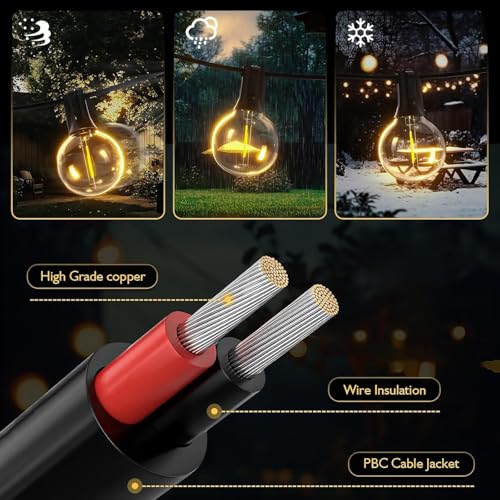 Outdoor String Lights 100ft LED Hanging Globe Patio Lights with G40 Shatterproof Bulbs(34+3 Bulbs), Spring Easter Gift for Men Women Waterproof Connectable Hanging Light Outdoor Decor Garden Backyard - style: 100FT (34+3Bulbs)
