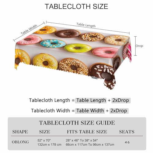 Decorative Rectangle Tablecloth 52"X70" Donuts, Colorful Glazed Donuts Wrinkle Free Table Cover Picnic Table Cloths for Parties Weddings Kitchen Dinner Tablecloth - color: Donuts