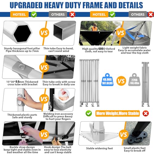 HOTEEL 10x30 Pop up Canopy Tent for Parties, Heavy Duty Easy Setup Tent with 5 Sidewalls, Outdoor Commercial Instant Gazebo for Wedding Event, with Roller Bag & Sand Bags, White(Hexagonal Frame) - color: White, size: 10x30FT (+5 Walls)