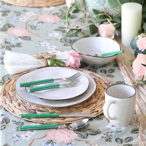 ANNOVA Silverware Set, Retro/Rivet Colorful Stainless Steel Tableware Kitchen Flatware Set Utensils, Includes Dinner Knives, Forks, Spoons, Salad Forks & Dessert Spoons (Green, 10 Pieces) - color: Green