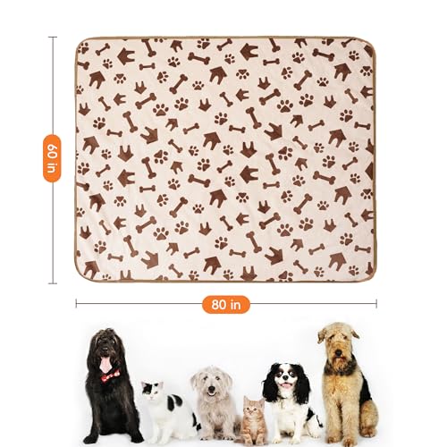 Waterproof Dog Blankets Pet Blanket 60"x80", Soft Fluffy Sofa Car Bed Protector, Reversible Sherpa Fleece Dog Blanket for Large Dogs (Beige-House) - color: Beige-house, size: 60"x80"