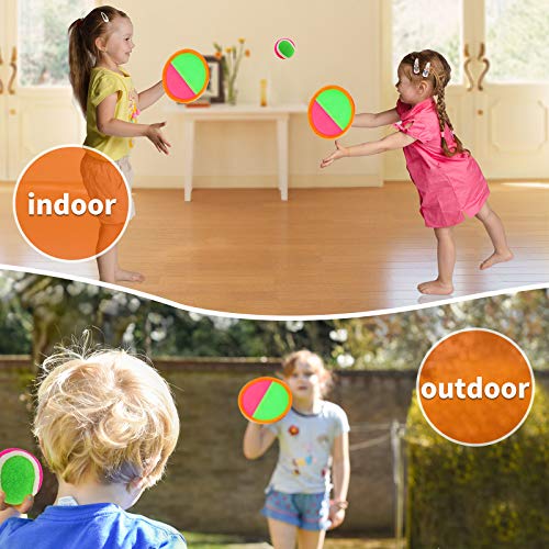 Toss and Catch Ball Game Set - Outdoor & Indoor Sports Toys for Kids - Outside Games for Yard, Lawn, Camping, Beach, Pool - Classic Sticky Paddle Ball Toy for 3 4 5 6 7 8-12 Year Old Boys Girls Gifts - color: Orange