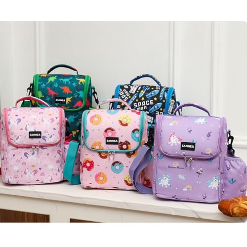 Reusable Lunch Bags Insulated Cooler Lunch Box Tote 7.5L Spaceflight Bento Bags With Side Water Bottle Pockets Removable Adjustable Strap - color: 7.5L Spaceflight