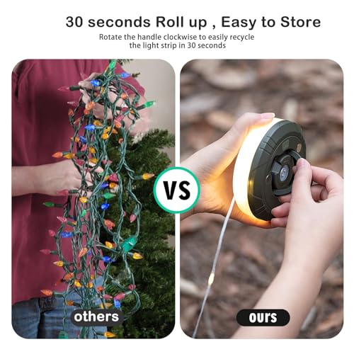 Sutaig 2-Pack Camping String Lights, 4 in 1 Outdoor Camping Lantern with 8 Lighting Modes(32.8Ft), Quick 30s Recovery, Waterproof, Type-C Fast Charging, Portable Lights for Camping/Yard/Hiking - style: Green