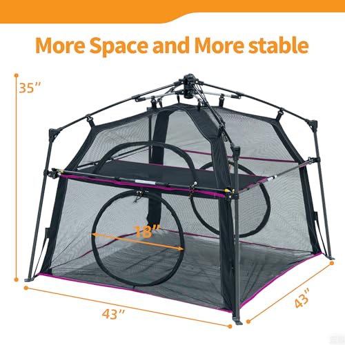 Extra Large Catio Outdoor Cat Enclosure, 2-Tier Foldable Cat Tent with 3 Doors for Patio, Balcony, Indoor & Camping, Weatherproof Sunproof Cat Playpen with Carry Bag Included（Patented） - style: B-2 Tier Cat Tent Rose