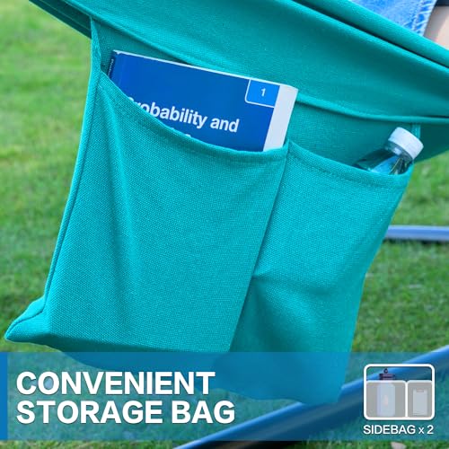 PNAEUT Double Hammocks with Stand for Outside, Portable Space Saving Heavy-Duty Steel Stand for Indoor Outdoor Patio with Carrying Bag, 450 lbs Capacity (Aqua) - color: Aqua
