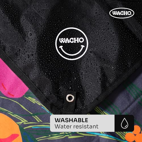 Wacho Beach Blanket Waterproof Sandproof and Picnic Blanket - Large Outdoor Blanket for Camping, Beach & Travel - Foldable Picnic Mat with Carry Bag- Beach Essentials - Hibiscus Floral - color: Red and Dark Blue