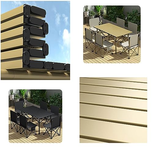 RUANLOV Folding Dining Table Set, Picnic Table Portable with Carry Bag, Folding Camping Table, Roll up Aluminum Table for Outdoor Beach Tailgating (B 120cm with 4 Chairs) - color: B