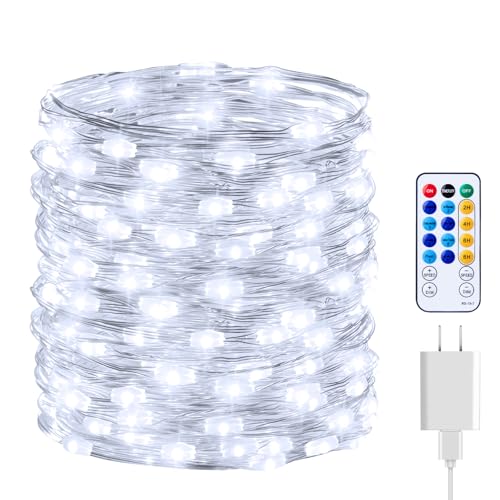 Minetom Fairy Lights with Remote, 66 Feet 200 Led Firefly String Lights Plug in for Bedroom Home Wall Ceiling Christmas Tree Wreath Craft Wedding Party Indoor Outdoor Decoration, Pure White - color: Pure White, size: 1Pack - 200 LEDs