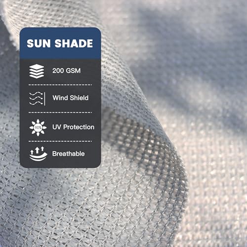 90% Sun Shade Cloth with Grommets 3X10 FT, Outdoor Pergola Shade Cover, Heavy-Duty Mesh Tarp Patio Sun Screen for Lawn Garden Backyard, Light Grey - color: Light Grey, size: 0 3 x 1 0 FT