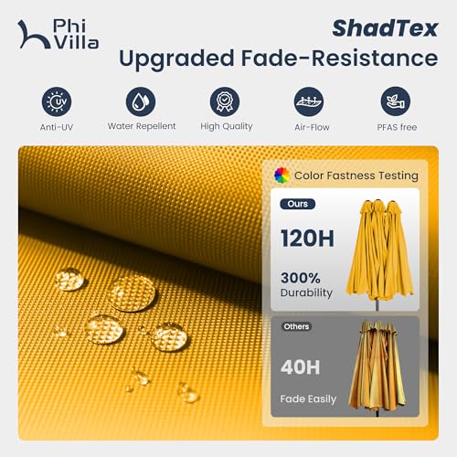 PHI VILLA 15ft Large Patio Umbrellas with Base Included, Outdoor Double-Sided Rectangle Market Umbrella with Stand, Outside Umbrellas for Poolside Lawn Garden, Golden Yellow - color: Golden Yellow