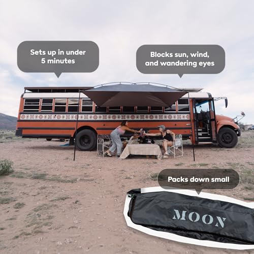 MoonShade Portable Vehicle Awning, Extra Large 12' x 9' Lightweight Canopy for Trucks, SUVs, Vans, Campers & Outdoor Adventures (Shadow Blue XL) - color: Shadow Blue XL