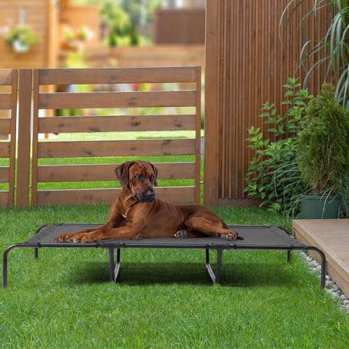 Outvita 60 Inch Elevated Dog Bed, Outdoor Cooling Raised Pet Cot, with Waterproof Textilene Mesh, Washable, Breathable, Alloy Steel Frame, Portable, Chew Proof, Indoor & Outdoor (Black) - color: Black, size: X-Large