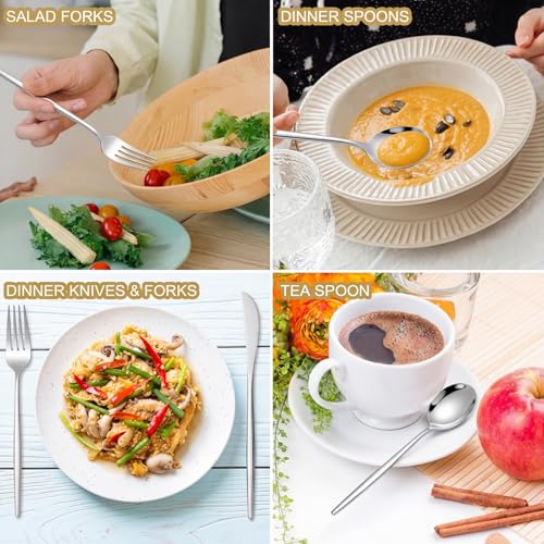 60 Pcs Stainless Steel Tableware Set Silverware Set Flatware Cutlery Utensils Spoon Fork Knives Service for 12 for Home Restaurant Apartment and Kitchens (Elegant Gold) - color: Elegant Gold