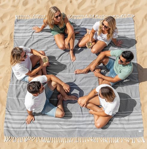 LANE LINEN Beach Blanket – Sand-Free, Extra-Large Picnic Mat, Quick-Dry, Pre-Washed Design (82"x82"), Beach Essentials for Family Picnics and Poolside Relaxation, Machine Washable – Smoky Black - color: 14: Smoky Black, size: Beach Blanket (80" x 80")