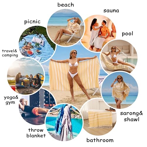 Beach Towel 2 Pack,Sand Free Beach Towels Oversized 39 x 72,Turkish Beach Towel Quick Dry Towel,Lightweight Pool Towels for Adults Travel Towel,Cool Beach Essentials Super Absorbent Towels - color: 2 Pack Earthy Yellow