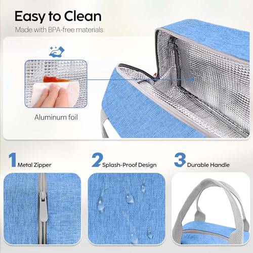 Lunch Bag Lunch Box for Women & Men, Large Capacity Insulated Lunch Bag for Adult, Leakproof Reusable Lunch Tote Bags for Work/Office/Travel/Picnic (Blue) - color: Blue