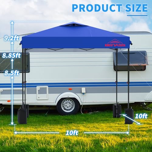 10x10 Pop Up Canopy Tent with Sidewalls, Easy Up, Heavy Duty, Blue, Perfect for Parties, Camping, Events & Vendor - color: Blue, size: 10x10