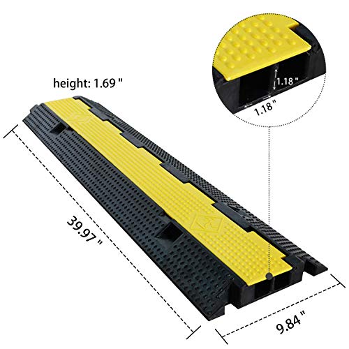 1 Pack Rubber Cable Ramp Hose Cable Protector Ramp 2 Channel 22000Lbs Load Capacity Traffic Speed Bump Wires Power Lines Extension Cord Cover for Indoor Outdoor - color: 22000Lbs-2Channel-1Pack