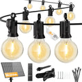 Brightown 75FT Solar String Lights Outdoor with Remote and 36 LED Shatterproof Bulbs, Dimmable & Timable, 3 Light Modes, Solar Patio String Lights Outdoor for Cafe, Garden, Deck, Outside Wedding - size: 75FT