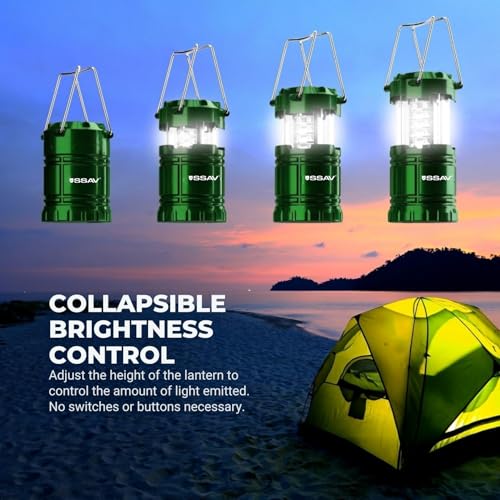 2 Pack LED Camping Lantern, LED Lanterns, Suitable Survival Kits for Hurricane, Emergency Light for Storm, Outages, Outdoor Portable Lanterns, Collapsible (Batteries Included) - color: Green