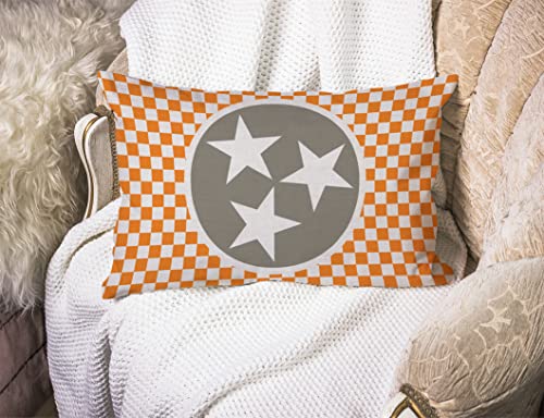 Smooffly Tennessee Flag Pillow Cover, Tennessee Orange Grey Star Flag Cotton Linen Throw Lumbar Waist Pillow Case Cushion Cover Home Office Decorative Rectangle 12 X 20 Inches - color: Swn23