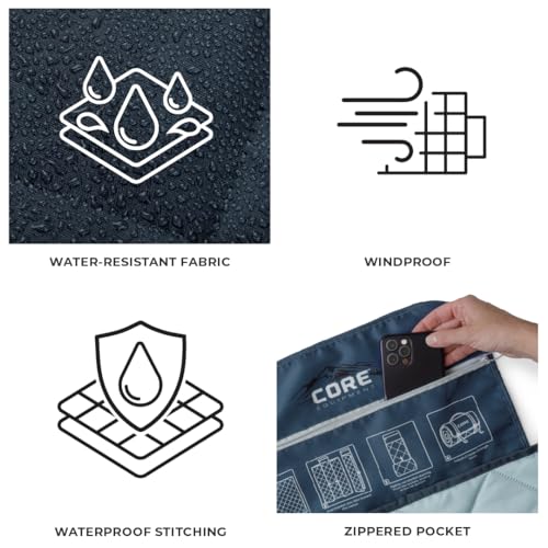 CORE Outdoor Weighted Blanket | Packable Waterproof Picnic Blanket, Beach Mat, Tent Camping Rug, & Stadium Blanket | Large Portable 94" x 78" Quilt Design with Built-in Straps and Carry Handle - color: Misty Mountains